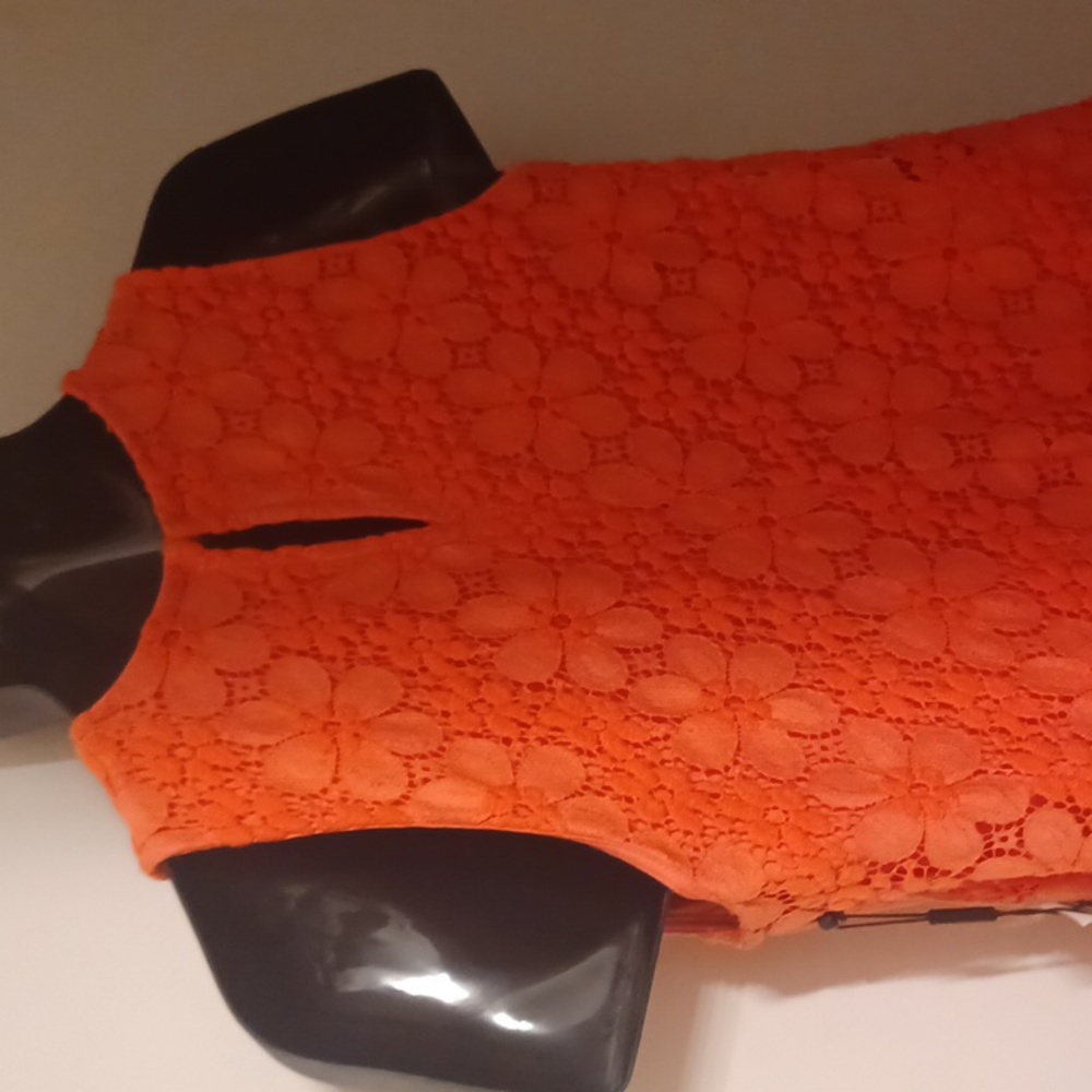 NWT Karl Lagerfeld Paris Vibrant Coral Red Mini Dress - Picture 9 of 9